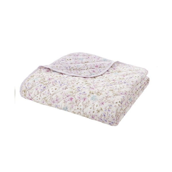 Lawendowo-beżowa bawełniana narzuta pikowana 220x230 cm Ditsy Floral – Bianca