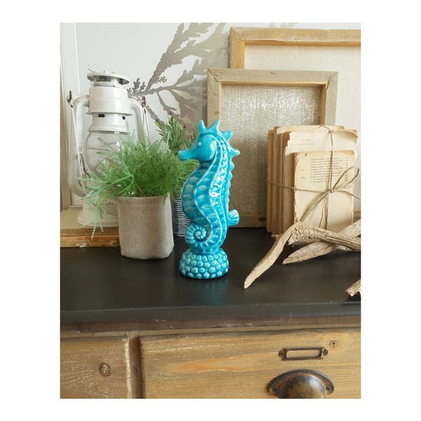 Turkusowa dekoracja ceramiczna Orchidea Milano Seahorse