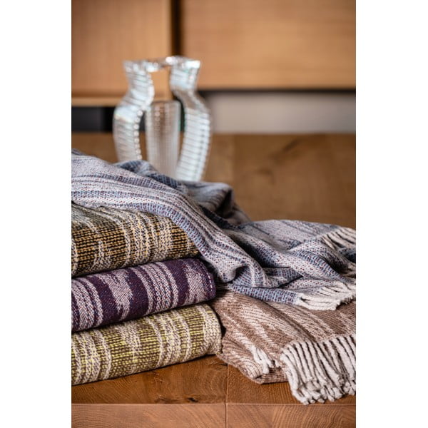 Ciemnozielony pled z domieszką bawełny Euromant Zanzibar, 140x180 cm-image-1