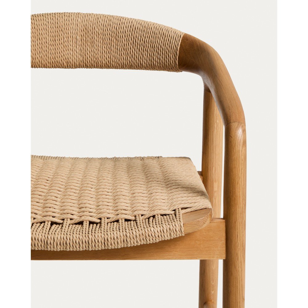 Hoker z podłokietnikami z litego drewna dębowego w naturalnym kolorze (wysokość siedziska 65 cm) Derile – Kave Home (zdjęcie 11)