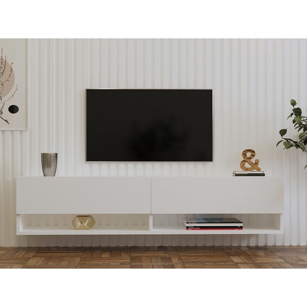 Biała szafka pod TV 141x31x30 cm Arges – Kalune Design-image-4
