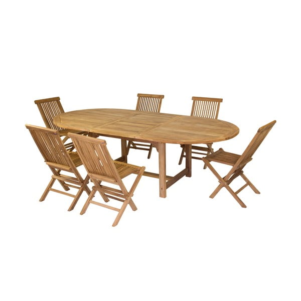 Zestaw 6 krzeseł i stołu z drewna tekowego Santiago Pons