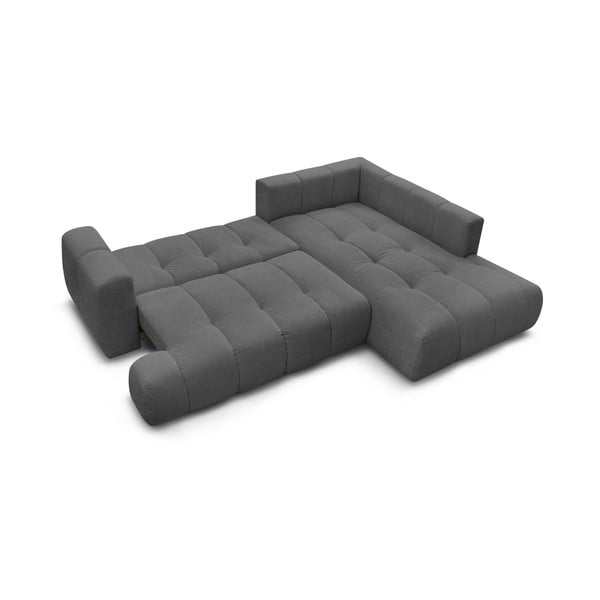 Ciemnoszary rozkładany/ze schowkiem narożnik (prawostronny/w kształcie litery L) Fuji – Bobochic Paris-image-4