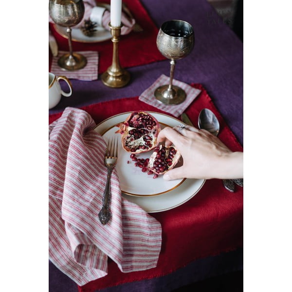 Czerwono-naturalne podkładki zestaw 4 szt. – Linen Tales-image-2