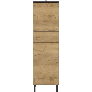Ciemnoszara wysoka szafka łazienkowa w dekorze dębu 34x120 cm Salinas – Germania