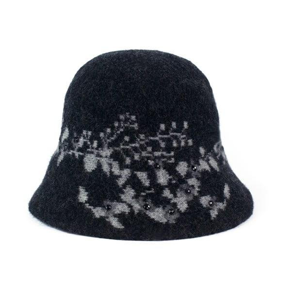 Czarny kapelusz z szarym wzorem Bala