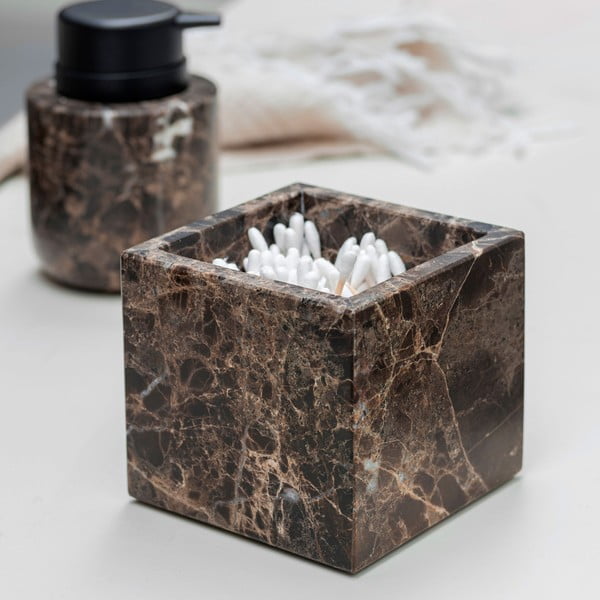 Ciemnobrązowy marmurowy organizer łazienkowy na waciki Marble – Mette Ditmer Denmark-image-1