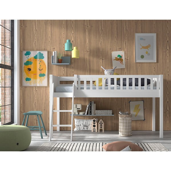 Białe podwyższone łóżko dziecięce z litego drewna sosnowego 90x200 cm SCOTT – Vipack-image-3