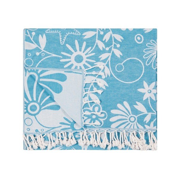 Turkusowy ręcznik hammam Kate Louise Helene, 165x100 cm-image-4