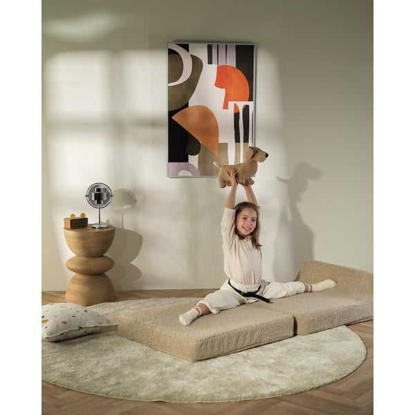 Jasnobrązowy fotel dziecięcy z materiału bouclé Flipster – Wigiwama-image-4