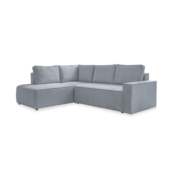 Jasnoszary sztruksowy rozkładany narożnik (lewostronny) Brave Dave – Miuform