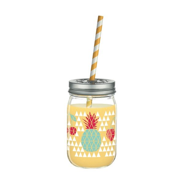 Szklanka z wieczkiem i słomką Ritzenhoff Kathrin Stockebrand Pineapple, 445 ml