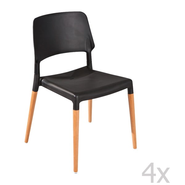 Zestaw 4 krzeseł do jadalni Molde Black