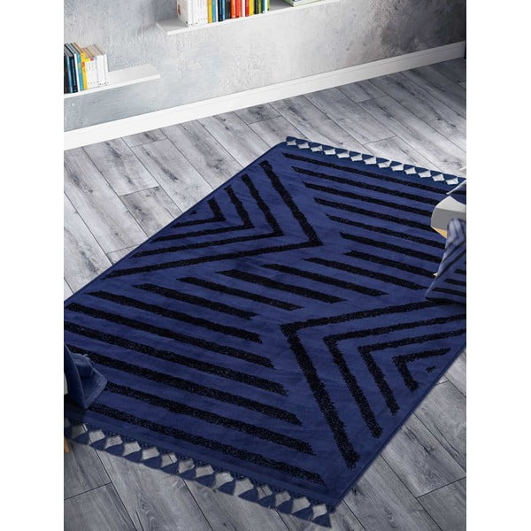 Niebieski dywan odpowiedni do prania 200x100 cm − Vitaus-image-1