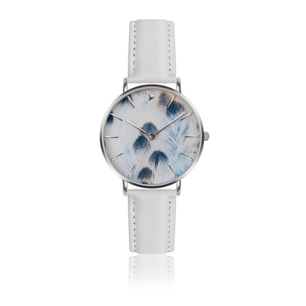 Zegarek damski z białym paskiem ze skóry Emily Westwood Feather