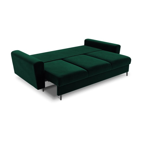 Zielona aksamitna rozkładana sofa ze schowkiem 235 cm Kyoto – Cosmopolitan Design-image-2