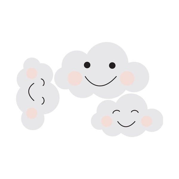 Zestaw 3 naklejek ściennych Dekornik Clouds Smile