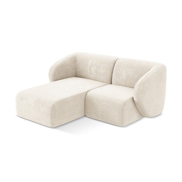Beżowy narożnik z tkaniny szenilowej (lewostronny/z szezlongiem) Lani – Makamii-image-2