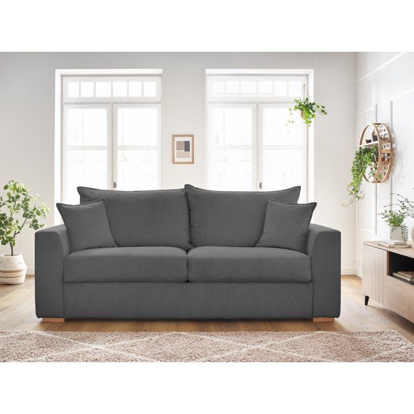 Szara sztruksowa rozkładana sofa 225 cm Augustin – Bobochic Paris-image-1