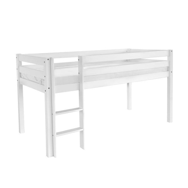 Białe łożko dziecięce z litego drewna bukowego Mobi furniture Tim, 200x90 cm