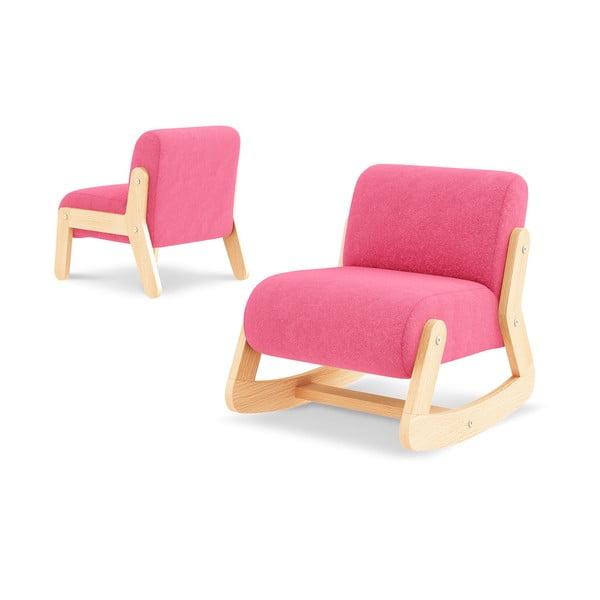 Różowy fotel dziecięcy z wymiennymi nogami Timoore Simple, bez zagłówka