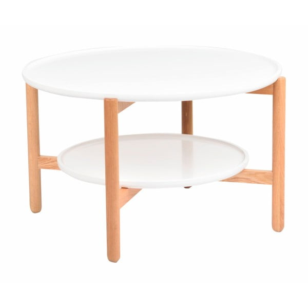 Biały stolik z drewna dębowego Folke Wendigo, ⌀ 80 cm