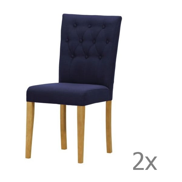 Komplet 2 krzeseł Monako Etna Dark Blue, naturalne nóżki