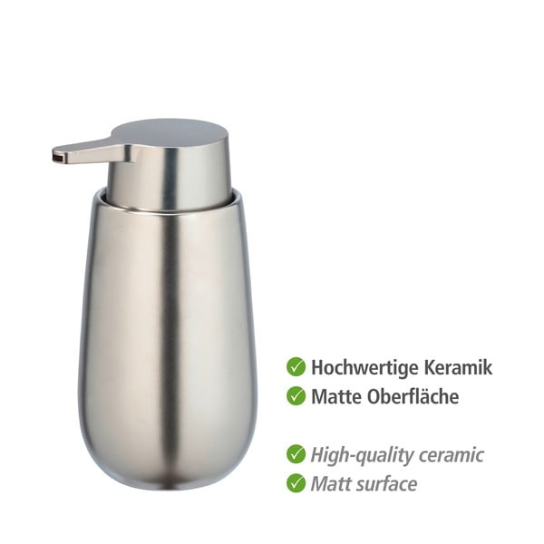 Ceramiczny dozownik do mydła w kolorze srebra Wenko Badi-image-4