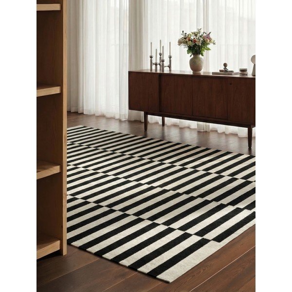 Czarno-biały wełniany dywan dwustronny tkany ręcznie 200x300 cm Donna – Hanse Home-image-1