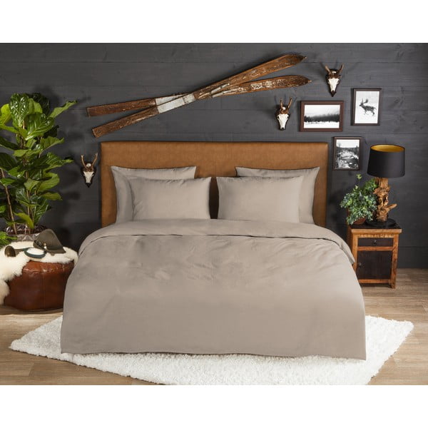 Brązowa flanelowa pościel dwuosobowa 200x220 cm – Good Morning-image-1