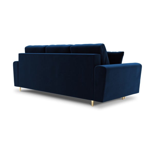 Niebieska aksamitna rozkładana sofa ze schowkiem 235 cm Kyoto – Cosmopolitan Design-image-3