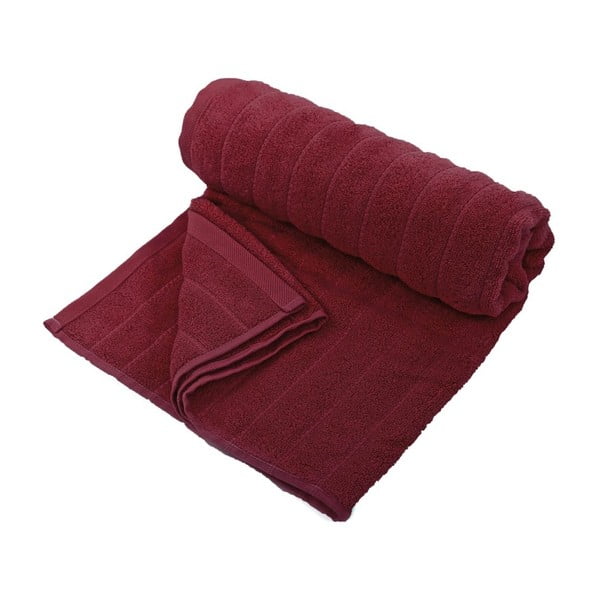 Ciemnoczerwony ręcznik kąpielowy z czesanej bawełny Pierre, 90x150 cm