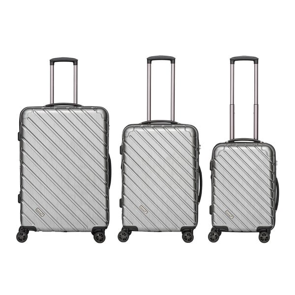 Zestaw 3 jasnoszarych walizek na kółkach Packenger Premium Koffer