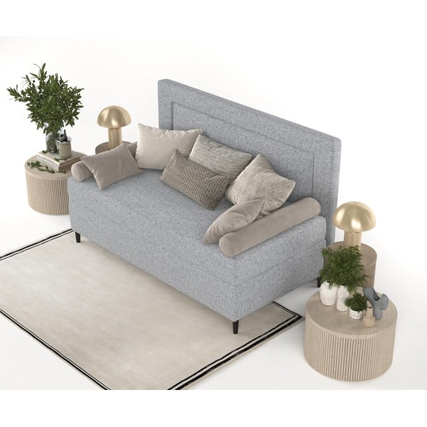 Szare tapicerowane łóżko jednoosobowe 80x200 cm Alba – Maison de Rêve-image-3