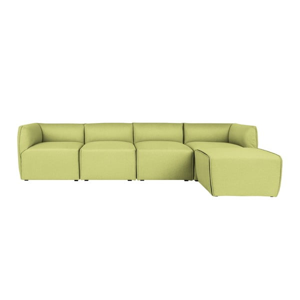 Limonkowa modułowa sofa 4-osobowa z podnóżkiem Norrsken Ollo