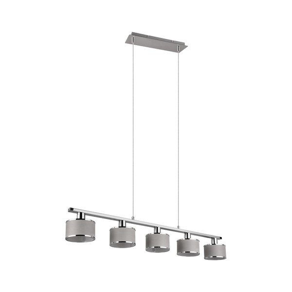 Lampa wisząca w beżowo-srebrnym kolorze z tekstylnym kloszem Kaprun – Trio-image-3