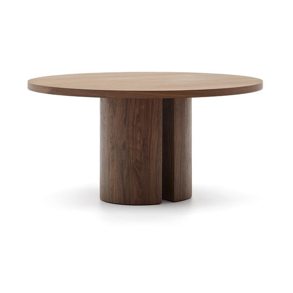 Brązowy okrągły stół w dekorze orzecha ø 150 cm Nealy – Kave Home-image-3