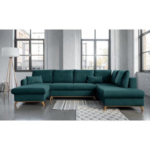 Turkusowa rozkładana sofa w kształcie litery "U" Miuform Scandic Lagom, prawostronna-image-1