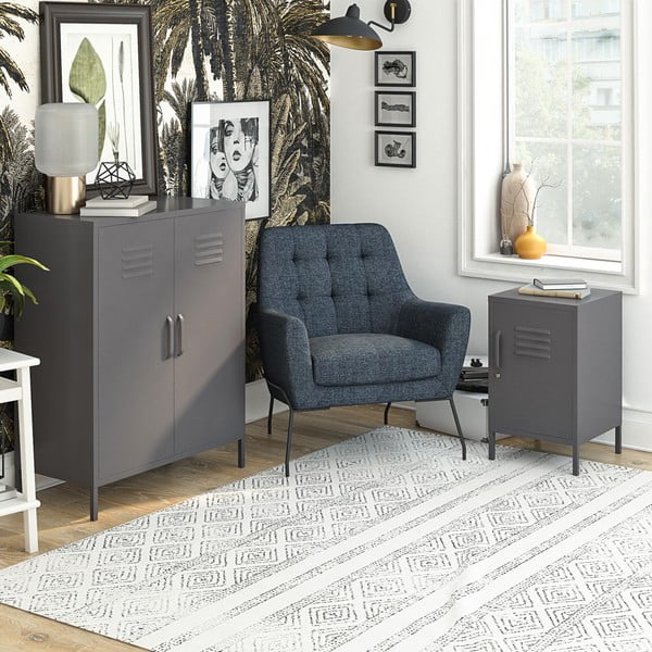 Szara metalowa szafka nocna Bradford – Støraa-image-1