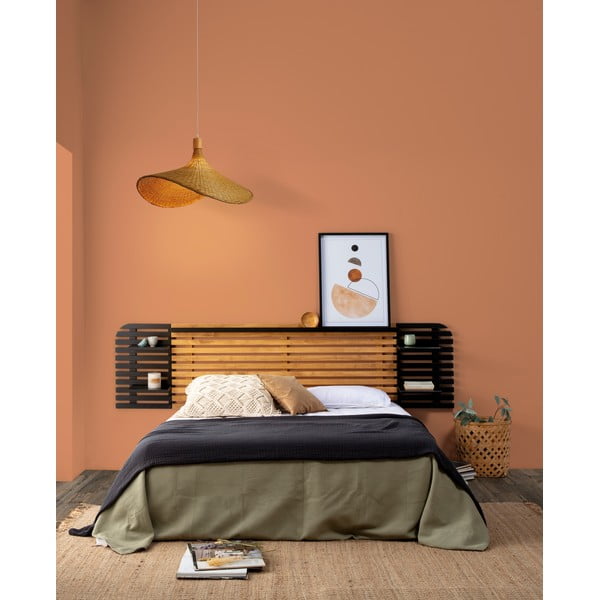 Czarny zagłówek z drewna sosnowego 240x62 cm Dimas – Marckeric-image-1