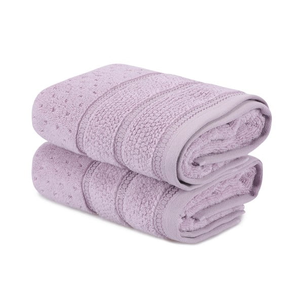 Zestaw 2 fioletowych bawełnianych ręczników Foutastic Arella, 50x90 cm-image-2