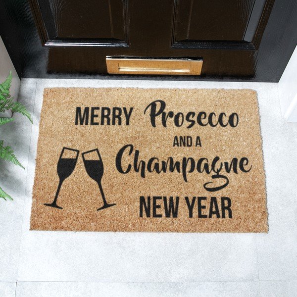 Wycieraczka ze świątecznym motywem z włókna kokosowego 40x60 cm Champagne New Year – Artsy Doormats-image-2