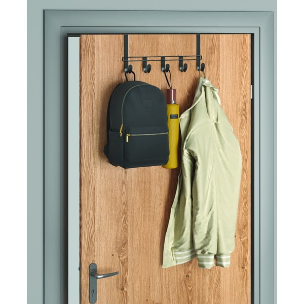 Czarny metalowy wieszak na drzwi 38 cm Lava – Metaltex-image-1