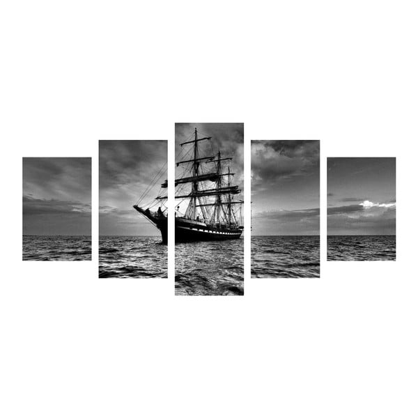 Wieloczęściowy obraz Black&White Ship, 100x50 cm