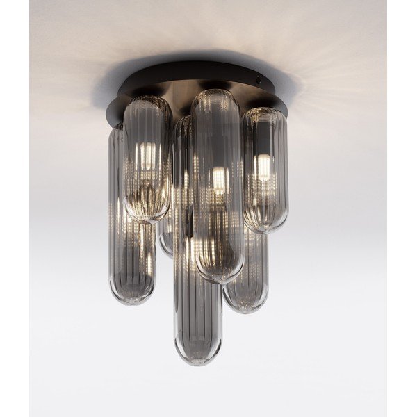 Szara szklana lampa sufitowa ze szklanym kloszem Gustave – Nova Luce-image-1