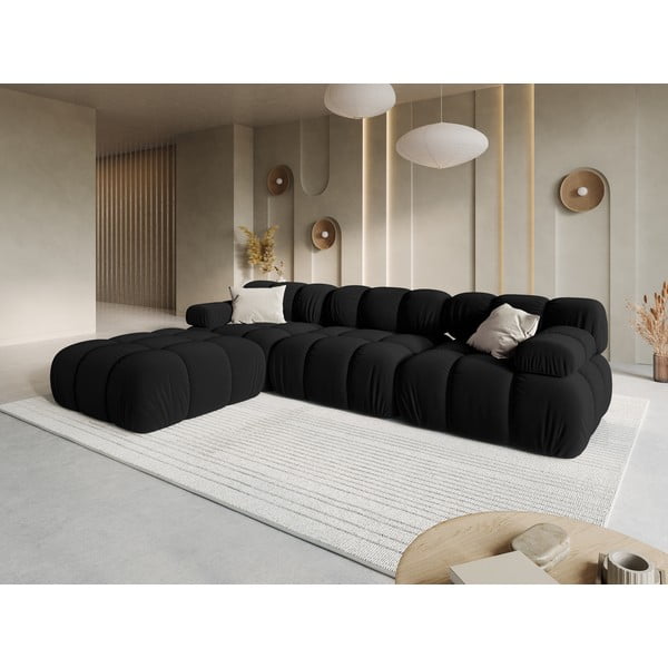 Czarny aksamitny narożnik Bellis – Micadoni Home-image-1