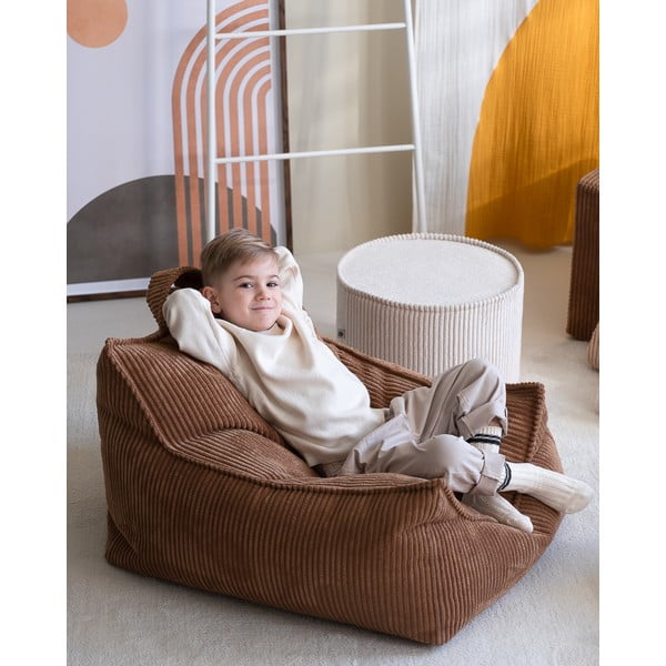 Kremowy sztruksowy puf dziecięcy – Wigiwama-image-2