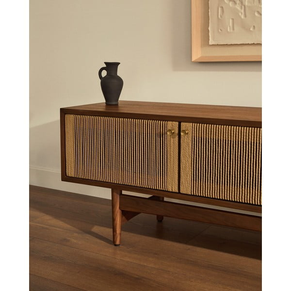 Brązowa szafka pod TV w dekorze orzecha 200x50 cm Elan – Kave Home-image-3