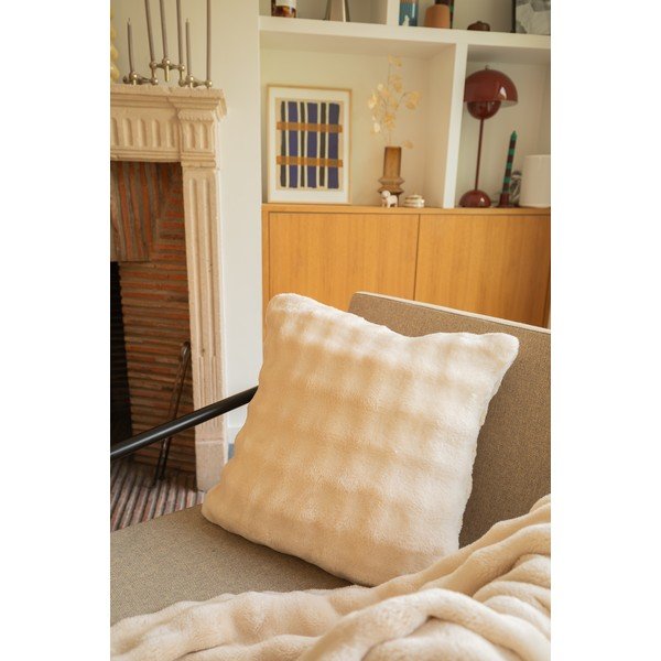 Koc z mikropluszu w kolorze kości słoniowej 150x200 cm Wave – Tiseco Home Studio-image-2