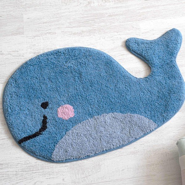 Niebieski bawełniany dywanik łazienkowy Mr. Fox Blue Whale, 69x44 cm-image-1